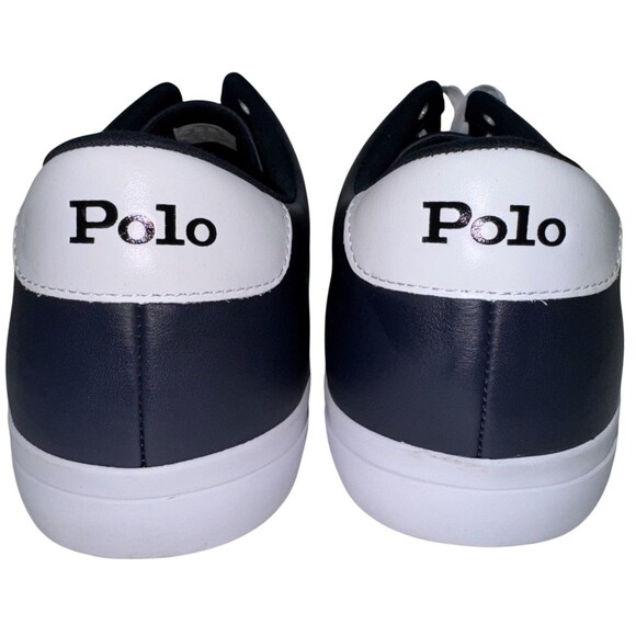 Polo Ralph Lauren Longwood Mens Size 15 Logo Leather Sneaker Black With Yellow - Picture 5 of 9